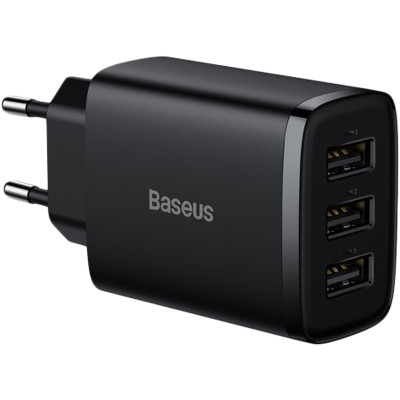 Сетевое зарядное устройство 3USB Baseus Compact Charger 17W (CCXJ020101) (Black/ Черный)