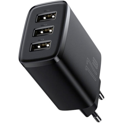Сетевое зарядное устройство 3USB Baseus Compact Charger 17W (CCXJ020101) (Black/ Черный)