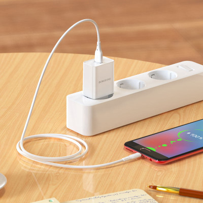 Сетевое зарядное устройство Borofone BN5 Sunlight (QC3.0/1USB) с кабелем Micro Белый