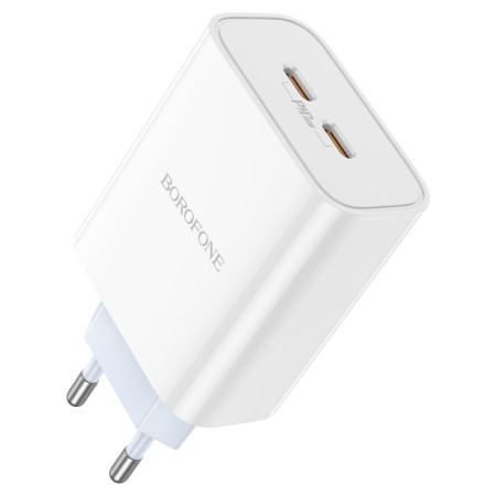 Сетевое зарядное устройство Borofone BA73A (PD35w/2Type-C) с кабелем Type-C Белый
