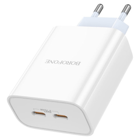 Сетевое зарядное устройство Borofone BA73A (PD35w/2Type-C) с кабелем Type-C Белый