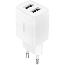 Сетевое зарядное устройств Baseus Compact Charger (2USB)(10.5W)(CCXJ010202) White