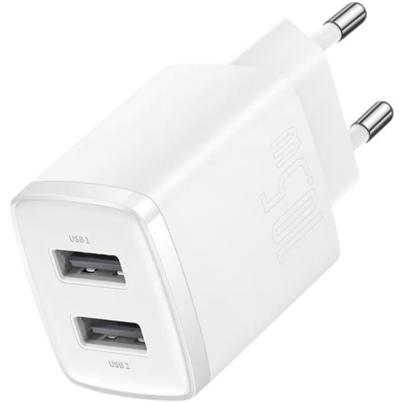 Сетевое зарядное устройств Baseus Compact Charger (2USB)(10.5W)(CCXJ010202) White