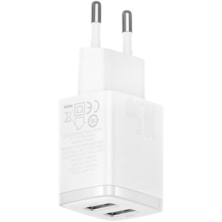 Сетевое зарядное устройств Baseus Compact Charger (2USB)(10.5W)(CCXJ010202) White