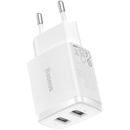 Сетевое зарядное устройств Baseus Compact Charger (2USB)(10.5W)(CCXJ010202) White