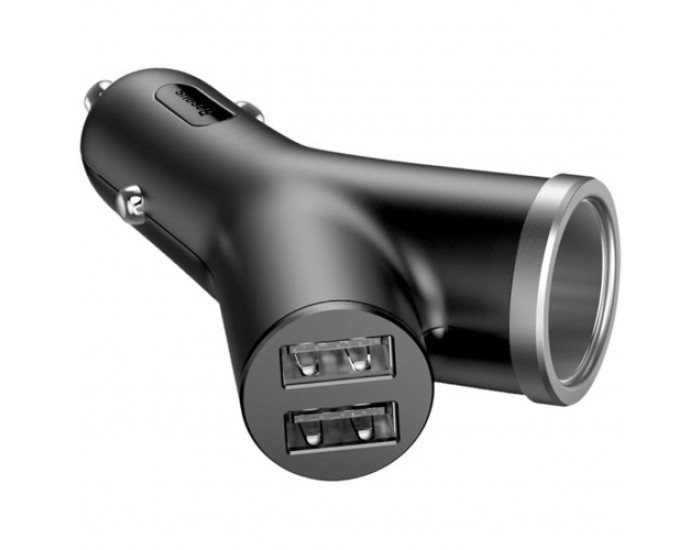 Автомобільне зарядний пристрій Baseus Y-type Dual USB + Cigarete Lighter 2USB/3.4A (CCALL-YX01) Black