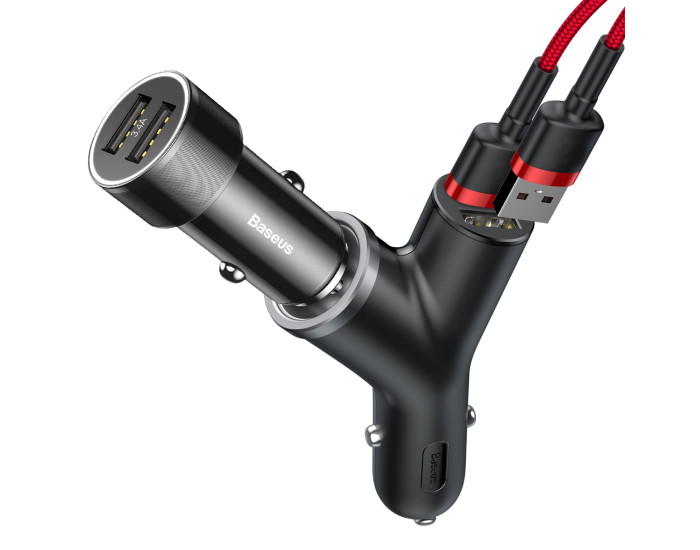 Автомобільне зарядний пристрій Baseus Y-type Dual USB + Cigarete Lighter 2USB/3.4A (CCALL-YX01) Black