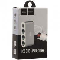 Автомобильный разветвитель Hoco Z13 LCD + 2USB (Silve/White)