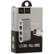 Автомобильный разветвитель Hoco Z13 LCD + 2USB (Silve/White)
