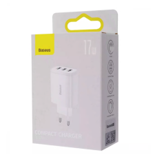 Мережеве зарядний пристрій 3USB Baseus Compact Charger 17W (CCXJ020102) (Білий / White)