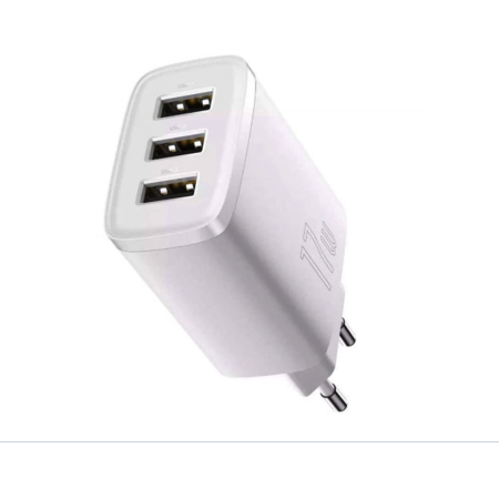 Сетевое зарядное устройство 3USB Baseus Compact Charger 17W (CCXJ020102) (Белый / White)