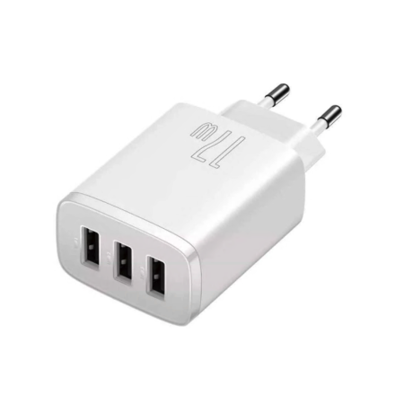 Сетевое зарядное устройство 3USB Baseus Compact Charger 17W (CCXJ020102) (Белый / White)