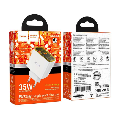 Мережеве зарядний пристрій Hoco CS41A Smart PD35W Білий
