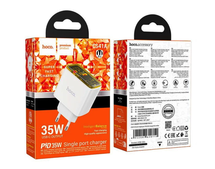 Сетевое зарядное устройство Hoco CS41A Smart PD35W Белый