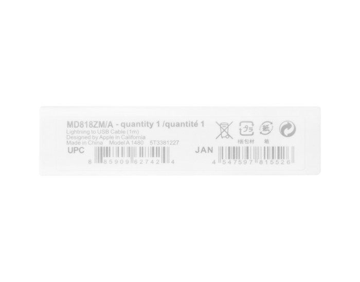 Кабель USB 99% Original USB to Lightning iPhone XS Max (чіп MFI) Retai box