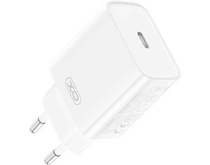 Мережеве зарядний пристрій XO CE15 (EU) PD20W USB-C Fast Charging Charger with Lightning Cable White