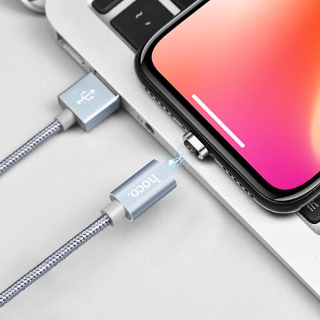 Кабель USB Hoco U40A Magnetic Adsorption Lightning (1.2m) (Серый / Grey)