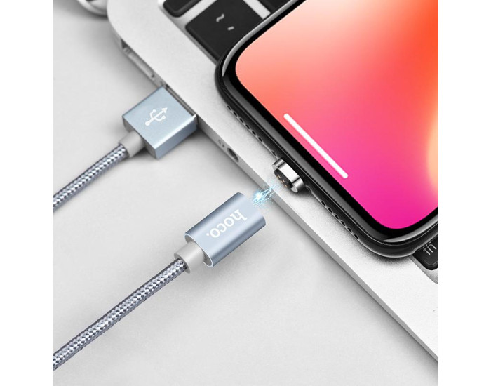 Кабель USB Hoco U40A Magnetic Adsorption USB to Lightning (1.2m) Grey