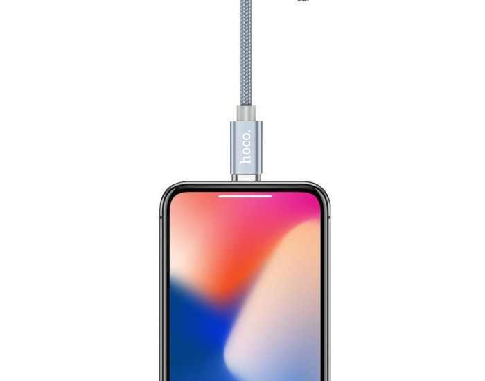 Кабель USB Hoco U40A Magnetic Adsorption USB to Lightning (1.2m) Grey