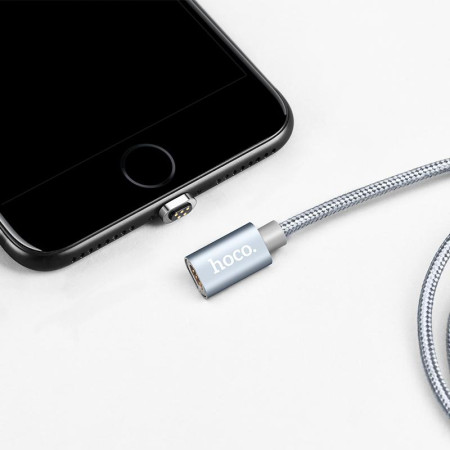 Кабель USB Hoco U40A Magnetic Adsorption Lightning (1.2m) (Серый / Grey)
