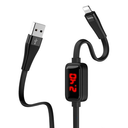 Кабель USB Hoco S4 with Display Lightning 1m (черный \ Black)