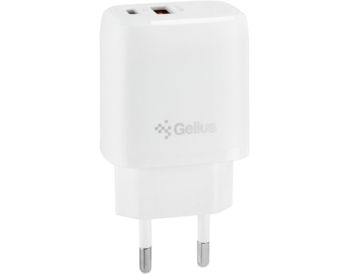 Мережеве зарядний пристрій Gelius Pro X-Duo (USB+Type-C) з кабелем Lightning (QC3.0/PD20/18W) (GP-HC014) (Білий  White)