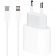Сетевое зарядное устройство Original Quality Type-C 18W с кабелем Type-C to Lightning (MU7V2ZM/A) (box) (Белый / White)
