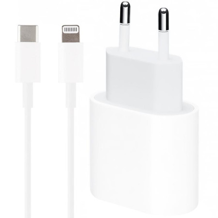 Сетевое зарядное устройство Original Quality Type-C 18W с кабелем Type-C to Lightning (MU7V2ZM/A) (box) (Белый / White)