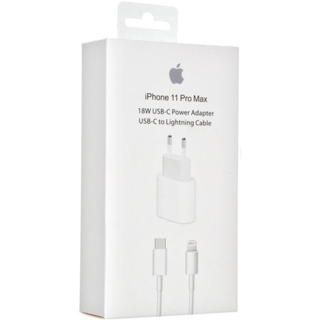 Сетевое зарядное устройство Original Quality Type-C 18W с кабелем Type-C to Lightning (MU7V2ZM/A) (box) (Белый / White)