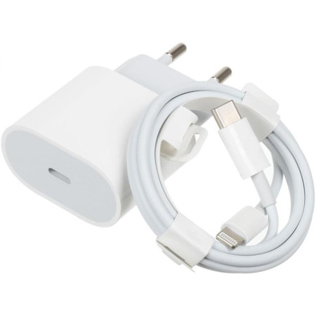 Сетевое зарядное устройство Original Quality Type-C 18W с кабелем Type-C to Lightning (MU7V2ZM/A) (box) (Белый / White)
