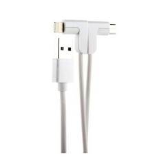 Кабель USB Magnetic 2in1 Micro in Lightning (2.1A) Silver/White
