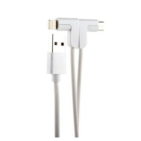 Кабель USB Magnetic 2in1 Micro in Lightning (2.1A) Silver/White