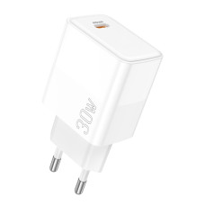 Мережеве зарядний пристрій Borofone BA77A (PD30W) (QC3.0 / 1USB-C) Білий