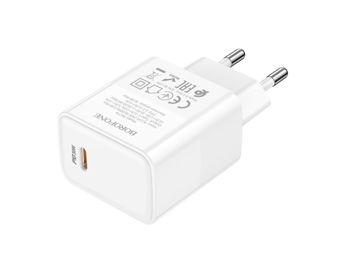 Мережеве зарядний пристрій Borofone BA77A (PD30W) (QC3.0 / 1USB-C) Білий