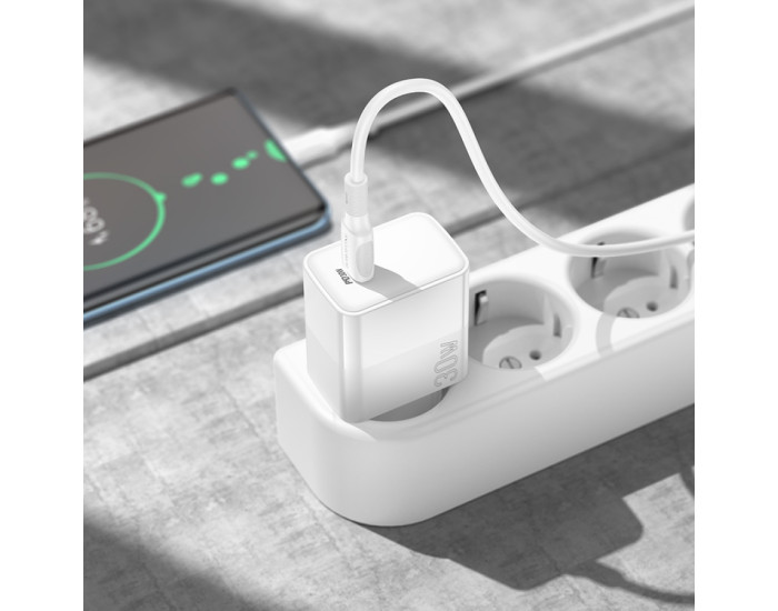 Мережеве зарядний пристрій Borofone BA77A (PD30W) (QC3.0 / 1USB-C) Білий