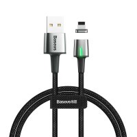 Кабель USB Baseus Zinc Fabric Magnetic Lighting (CALXC-B01)  (2m) (черный \ Black)
