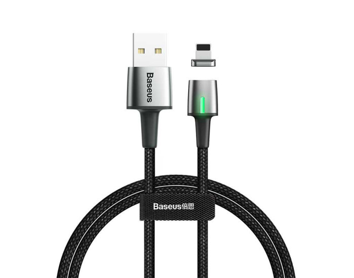 Кабель USB Baseus Zinc Fabric Magnetic USB to Lighting (2.4A/2m) черный (CALXC-B01)