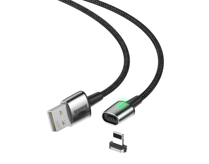 Кабель USB Baseus Zinc Fabric Magnetic USB to Lighting (2.4A/2m) черный (CALXC-B01)