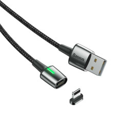 Кабель USB Baseus Zinc Fabric Magnetic USB to Lighting (2.4A/2m) черный (CALXC-B01)