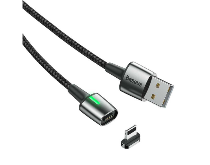 Кабель USB Baseus Zinc Fabric Magnetic USB to Lighting (2.4A/2m) черный (CALXC-B01)