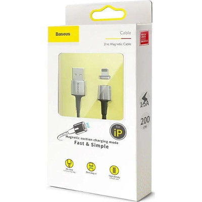 Кабель USB Baseus Zinc Fabric Magnetic Lighting (CALXC-B01)  (2m) (черный \ Black)