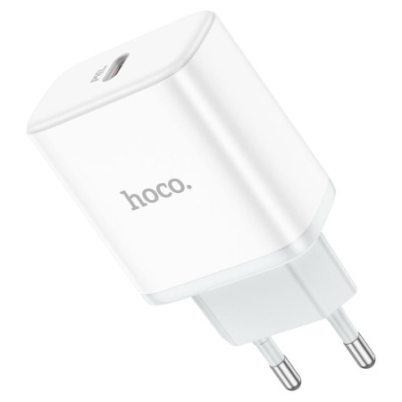 Сетевое зарядное устройство Hoco C104A Stage (1USB-C/PD20W) с кабелемTyp-c to iPhone Белый (Класс B)