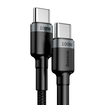 Кабель USB Baseus Cafule PD2.0 100W Type-C Type-C cable (20V 5A) (Gray+Black) (CATKLF-ALG1) (2m)