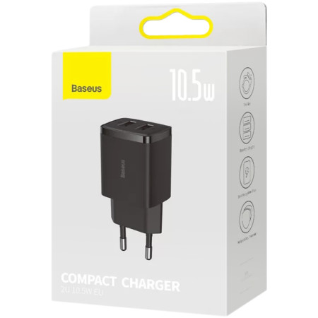 Сетевое зарядное устройство 2USB Baseus Compact Charger 10.5W (CCXJ010201) (черный \ Black)