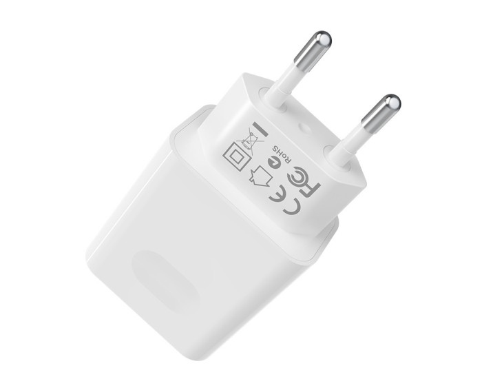 Мережеве зарядний пристрій Borofone BA32A Bright (QC3.0 1USB/3A) з кабелем Micro White