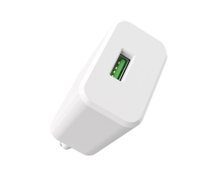 Мережеве зарядний пристрій Borofone BA32A Bright (QC3.0 1USB/3A) з кабелем Micro White