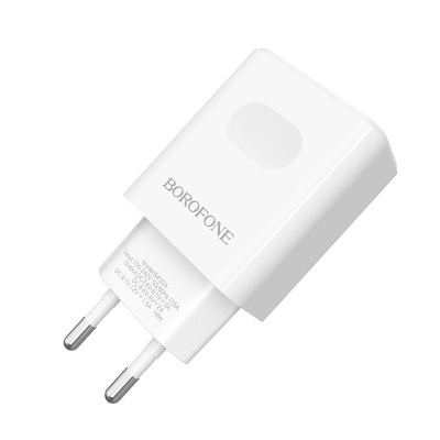 Мережеве зарядний пристрій Borofone BA32A Bright (QC3.0 1USB/3A) з кабелем Micro White