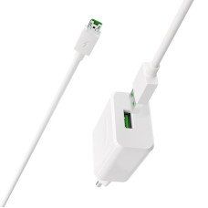 Мережеве зарядний пристрій Borofone BA32A Bright (QC3.0 1USB/3A) з кабелем Micro White