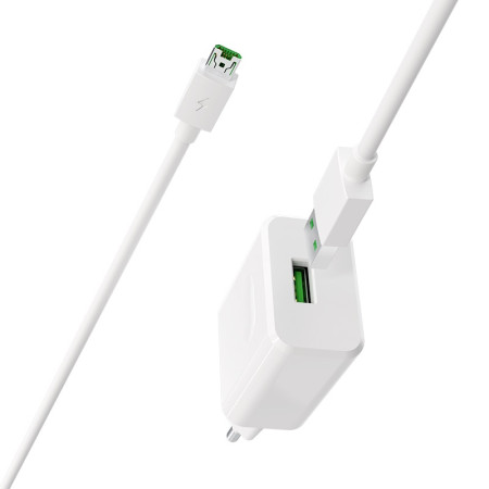 Сетевое зарядное устройство Borofone BA32A Bright (QC3.0 1USB/3A) с кабелем Micro White