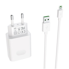 Мережеве зарядний пристрій Borofone BA32A Bright (QC3.0 1USB/3A) з кабелем Micro White